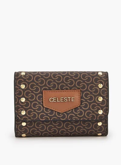سيليست Stud Embellished Wallet with Button Closure